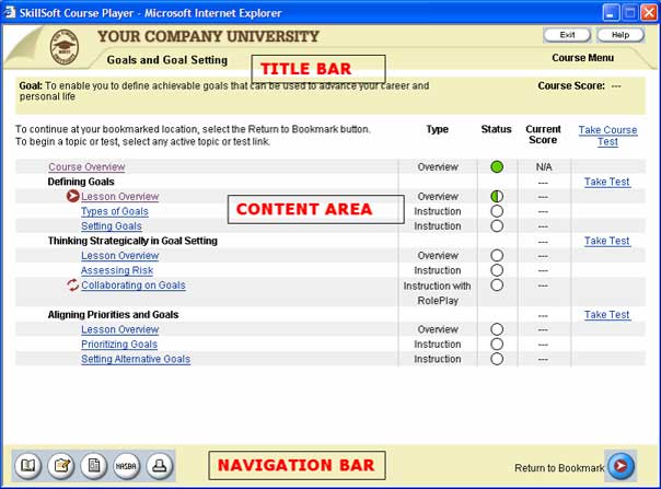 learning center navigation bar
