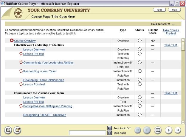 online course menu